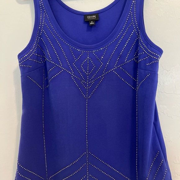 Nicole by Nicole Miller Tops - Nicole by Nicole Miller Royal Blue Embellished Tank Top